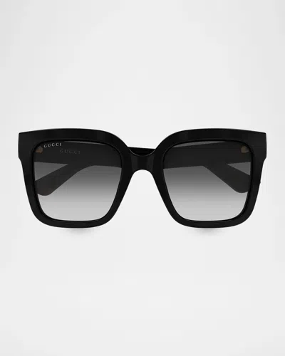 Gucci Interlocking G Minimal Gg 53mm Square Sunglasses In Black