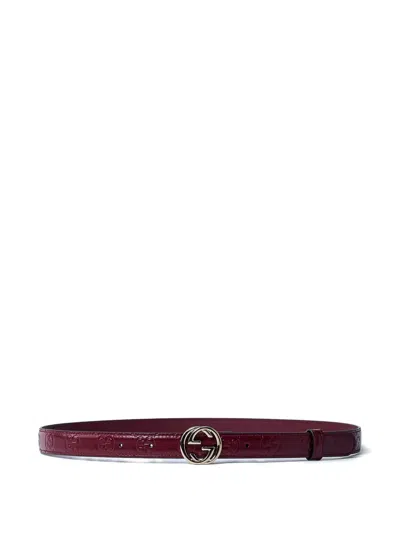 Gucci Interlocking G Motif Leather Belt In Burgundy