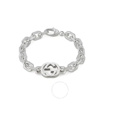 Gucci Interlocking G Motif Sterling Silver Bracelet Size 19 - Yba627068002 In Silver-tone