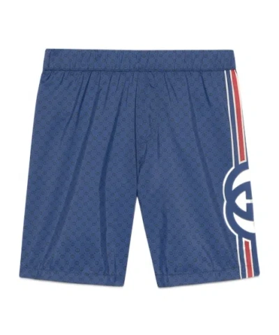 Gucci Interlocking G-motif Swim Shorts In Blue