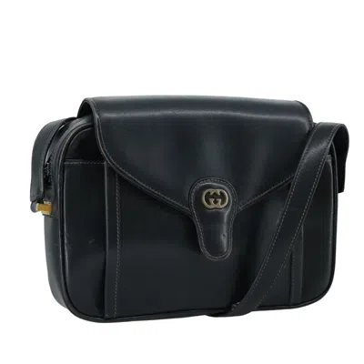 Pre-owned Gucci Interlocking G Navy Leather Shoulder Bag ()