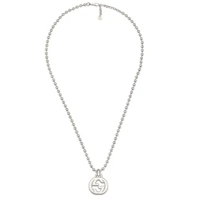 Gucci Interlocking G Sterling Silver Necklace In Silver-tone