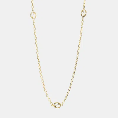 Pre-owned Gucci Interlocking G Necklace Yellow Gold 18k No Stone Pendant Necklace Gold