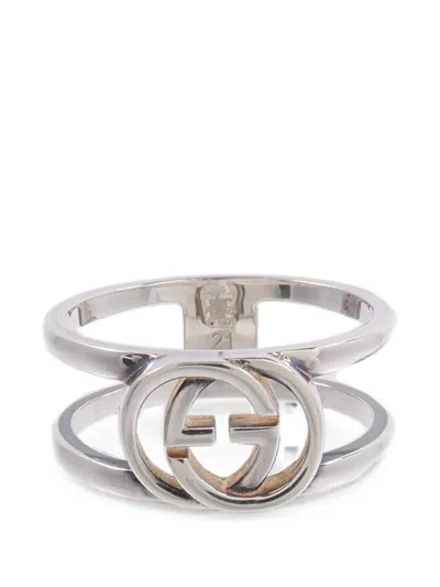 Pre-owned Gucci Interlocking G Open Ring In Silver
