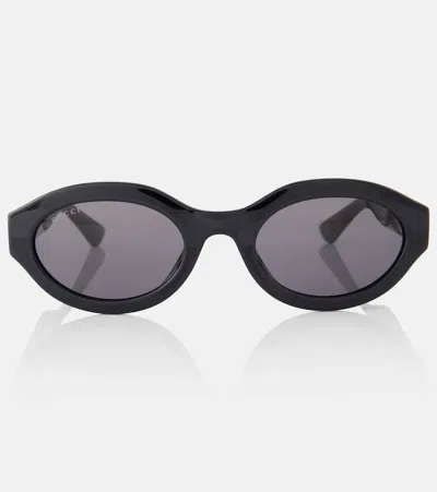 Gucci Interlocking G Oval Sunglasses In Black