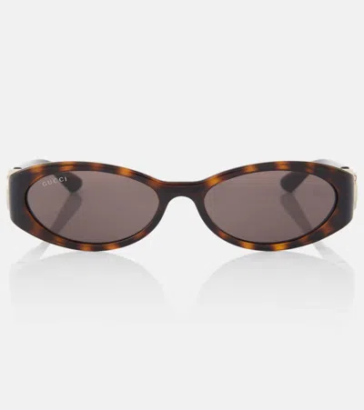 Gucci Interlocking G Oval Sunglasses In Brown