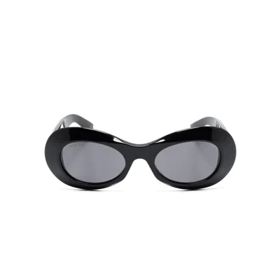 Gucci Interlocking G Oval-frame Sunglasses In Black