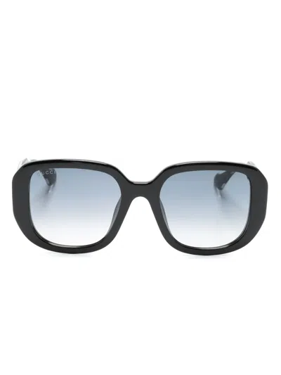 Gucci Interlocking-g Oversize-frame Sunglasses In Black