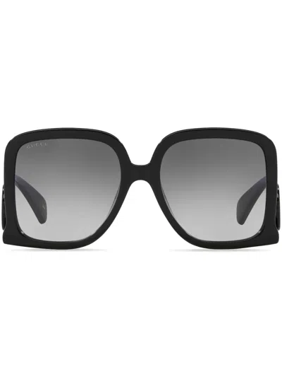 Gucci Interlocking-g Oversize-frame Sunglasses In Schwarz