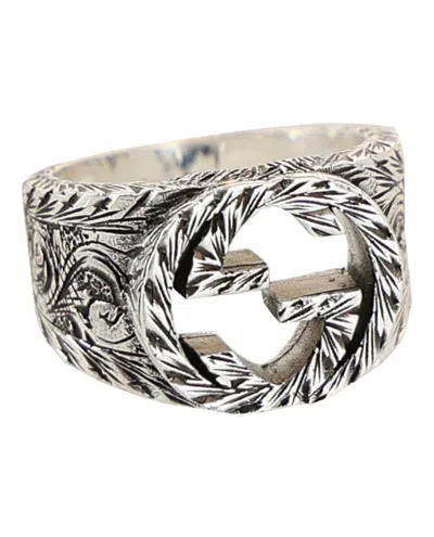 Pre-owned Gucci Interlocking G Paisley Ring In Silver