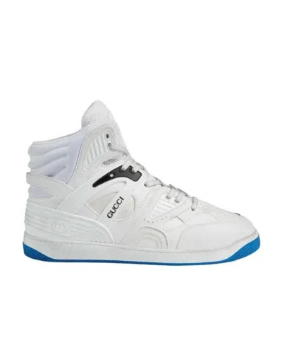 Gucci Interlocking G Patch Basket Sneakers In White