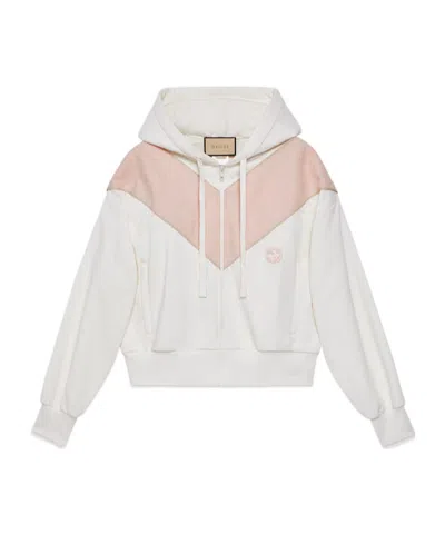 GUCCI GUCCI LOGO EMBROIDERED JERSEY HOODIE