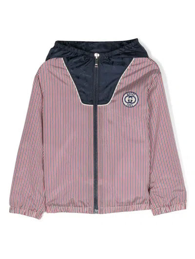 Gucci Babies' Interlocking-g-patch Hooded Jacket In Blue
