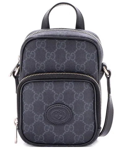 Gucci Interlocking G Patch Top Handle Crossbody Bag Gg Coated Canvas Mini  (authentic Pre-loved) In Blue