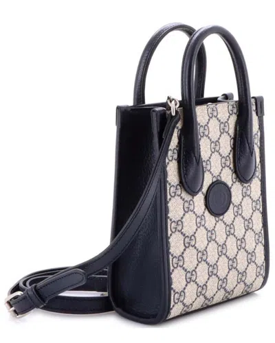 Gucci Interlocking G Patch Tote Gg Coated Canvas Mini (authentic Pre-loved)