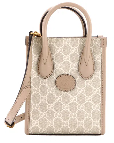 Pre-owned Gucci Interlocking G Patch Tote Gg Coated Mini (authentic Pre-loved)