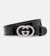 Gucci Interlocking G Patent Leather Belt In Black