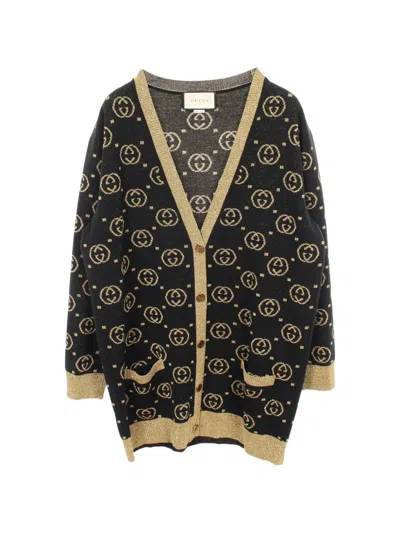 Pre-owned Gucci Interlocking G Pattern Cardigan In Black