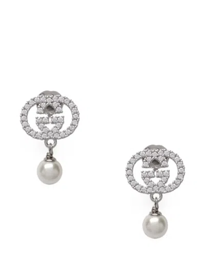 Gucci Interlocking G Embellished Drop Earrings In Metallic