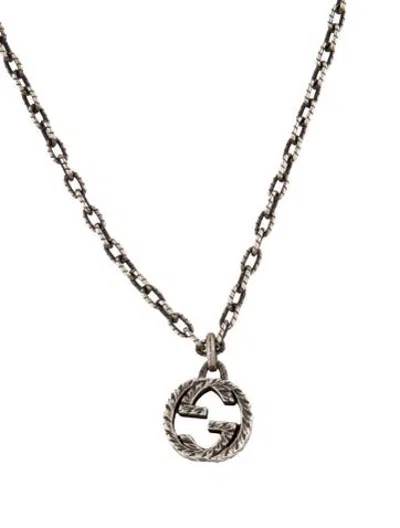 Pre-owned Gucci Interlocking G Pendant Necklace, 18" In Multicolor