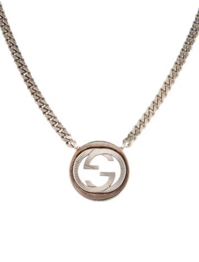 Pre-owned Gucci Interlocking G Pendant Necklace, 18" In Multicolor