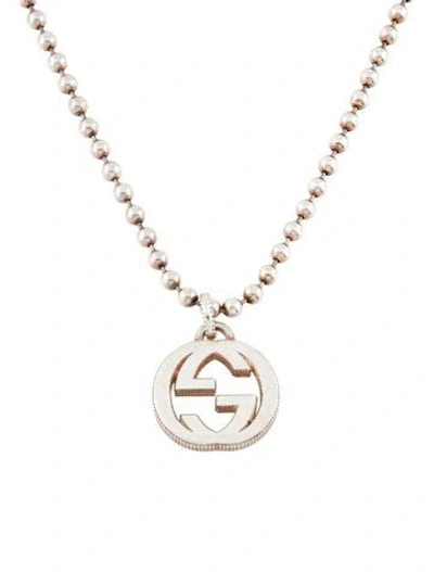 Pre-owned Gucci Interlocking G Pendant Necklace, 20" In Multi