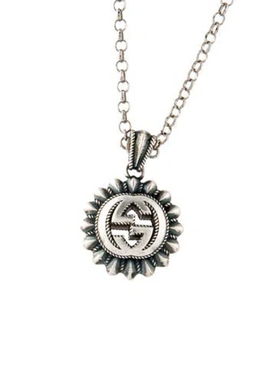 Pre-owned Gucci Interlocking G Pendant Necklace, 23" In Multi