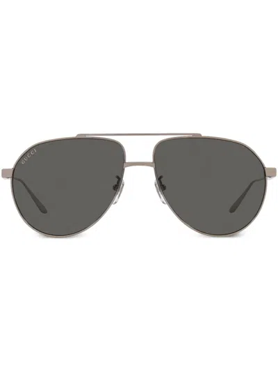 Gucci Interlocking G Pilot-frame Sunglasses In Silber