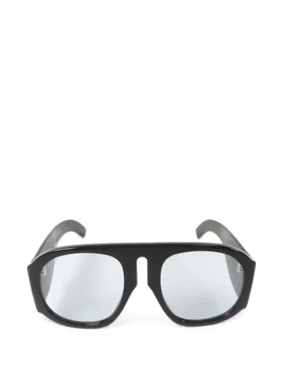 Pre-owned Gucci Interlocking G Pilot-frame Sunglasses In Black