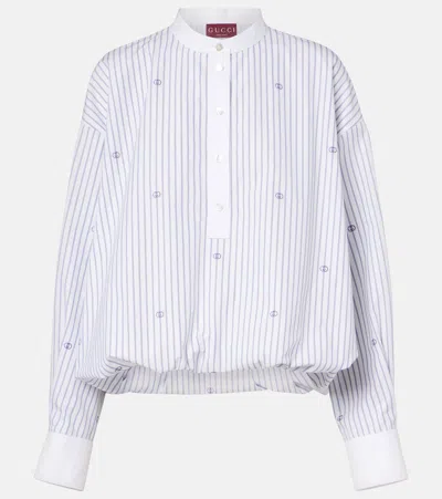 Gucci Interlocking G Pinstripe Cotton Shirt In White