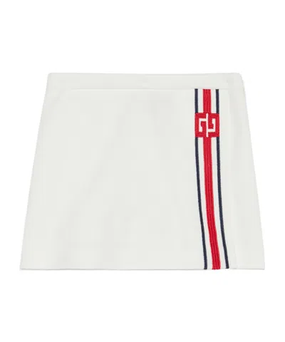 Gucci Interlocking-g Piqué-weave Skirt In White