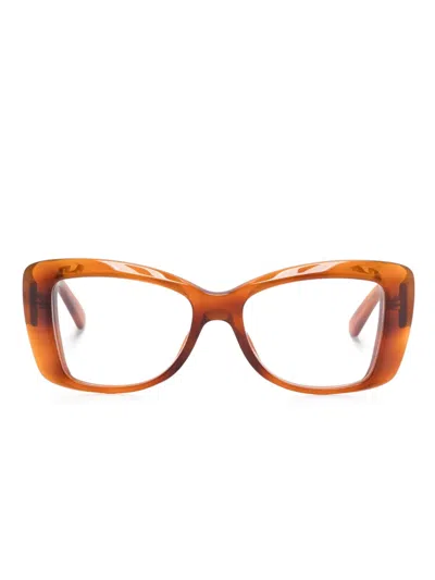 Gucci Interlocking G Plaque Glasses In Brown