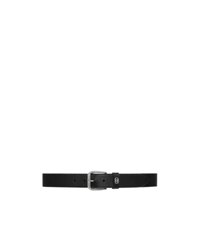 Gucci Interlocking G-plaque Leather Belt In Black