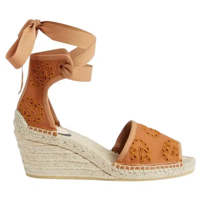 Pre-owned Gucci Interlocking G Platform Espadrilles Size 37.5 In Sand