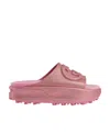 Gucci Interlocking G Platform Slides In Pink