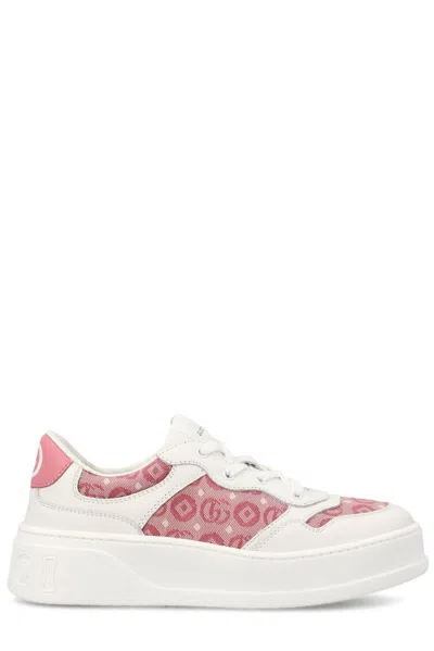 Gucci Interlocking G Leather Platform Sneakers In White