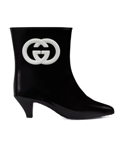 Gucci Interlocking G Pointed-toe Boots In Black