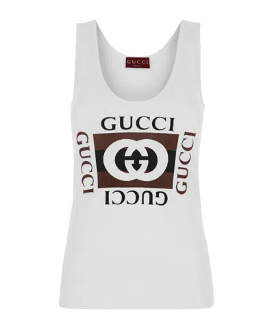 GUCCI GUCCI LOGO PRINTED TANK TOP