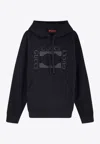 Gucci Men Black Sweatshirt With Hood With Drawstring And Front Logo In Cotton Man In Blue