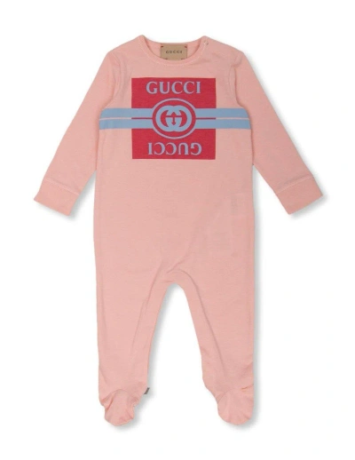 Gucci Babies' Interlocking G Printed Crewneck Pyjamas In Pink