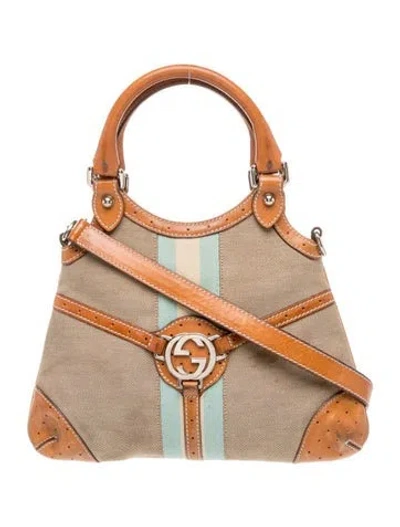 Pre-owned Gucci Interlocking G Rain Hobo Small In Neutral
