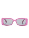 Gucci Interlocking G Rectangle-frame Sunglasses In 粉色