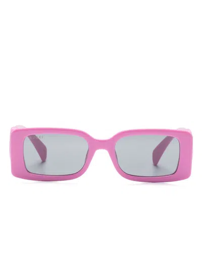 Gucci Interlocking G Rectangle-frame Sunglasses In Pink