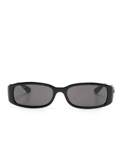 Gucci Interlocking G Rectangle-frame Sunglasses In Black