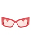 Gucci Interlocking G Rectangle-frame Sunglasses In Red