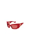 Gucci Interlocking G Rectangle-frame Sunglasses In Red