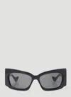 Gucci Curved Rectangular Sunglasses With Dark Tinted Lenses In Black