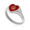 Gucci Interlocking G Red Enamel Heart Ring In Red