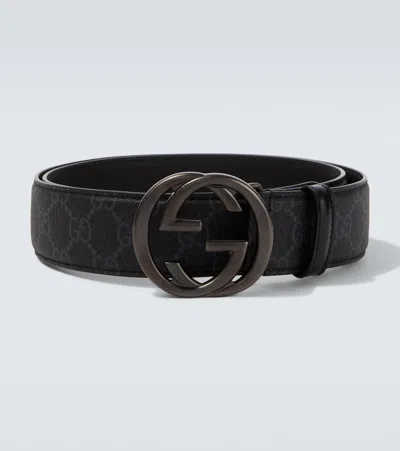 Gucci Interlocking G Reversible Belt In Black
