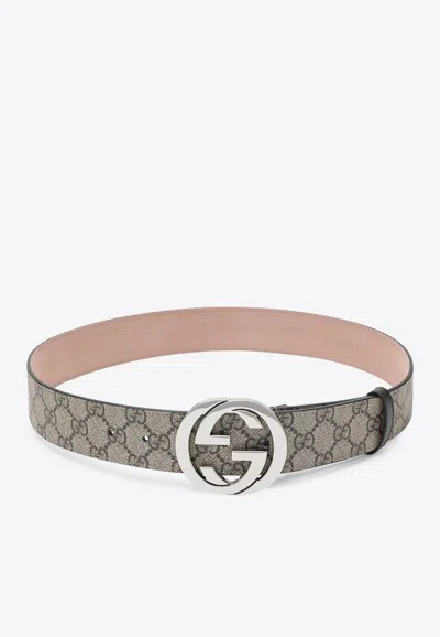 Gucci Interlocking G Reversible Canvas Belt In Gray